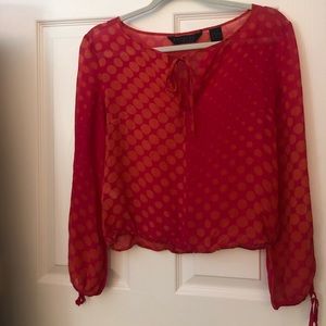 Pink and orange sheer blouse